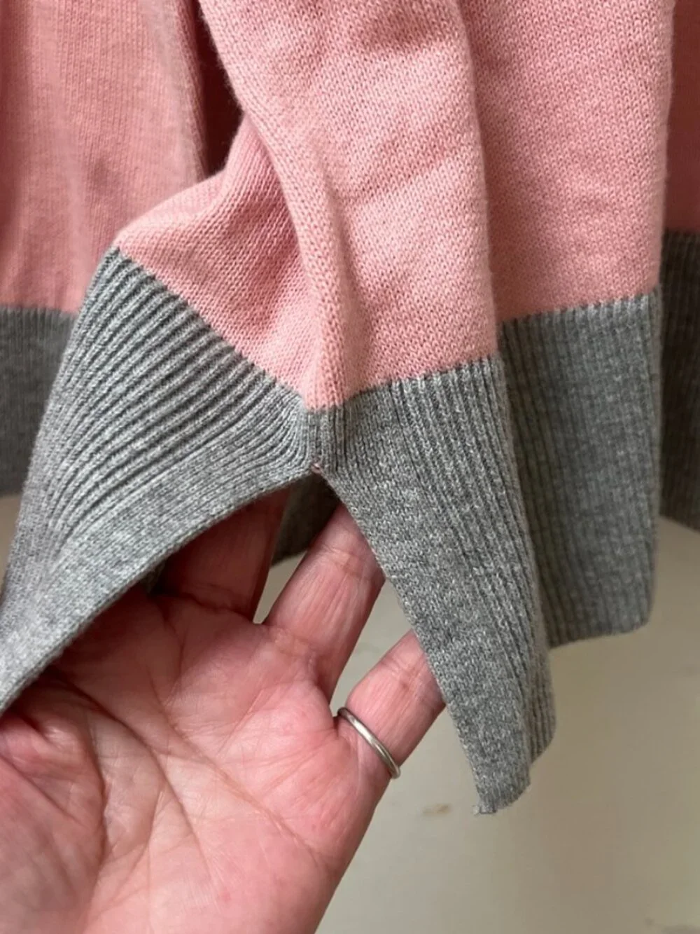 NWT Karen Scott 100% Cotton Sweater Sz XXL Pink w/ Grey Border